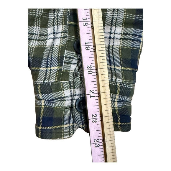 Azur Jacket Mens Large Green Plaid Hooded Quilted Lined Flannel Shacket Workwear - Picture 3 of 7